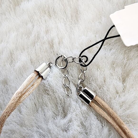 NEW Peyote Bird Free Spirit Sterling Silver Key Cross Double Charm Cord Bracelet - Picture 3 of 9